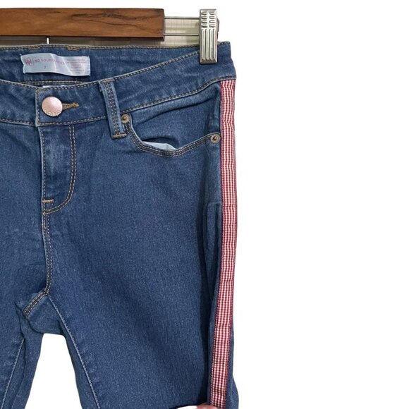 No Boundaries Womens Juniors Dark Stretch Red Plaid Side Stripe Skinny Jeans 7 - Picture 4 of 9